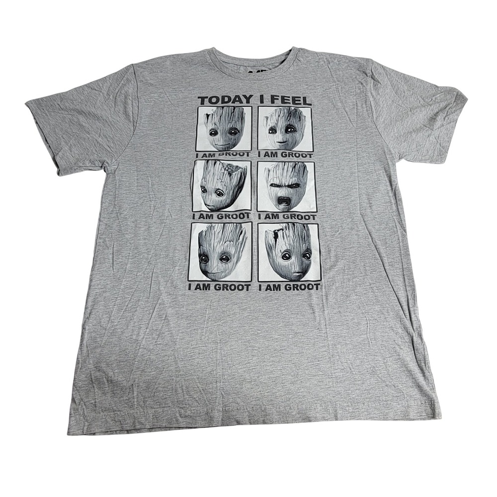 Marvel Guardians of the Galaxy Vol 2 Groot Today I Feel Gray Graphic Tee Mens L